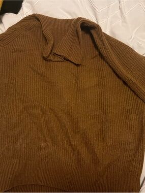 Frank & Oak Brown Ribbed Cowl Neck Sweater